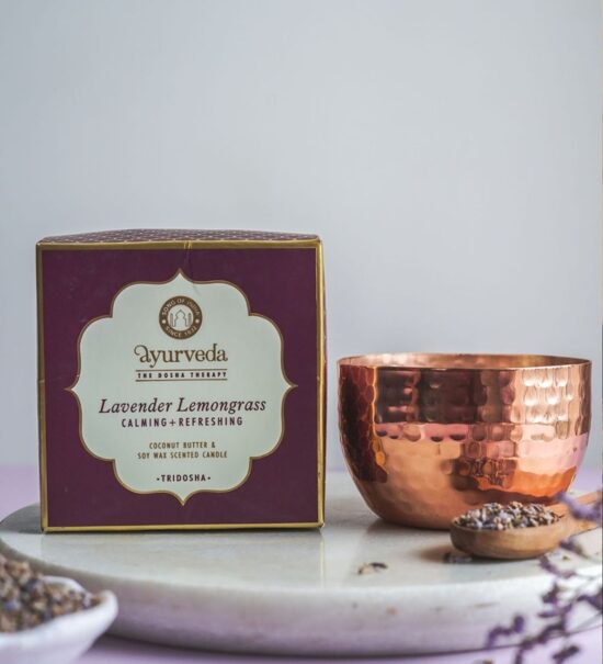 Ajūrvēdas svece Tridosha Lavender Lemongrass, degšanas laiks 20h